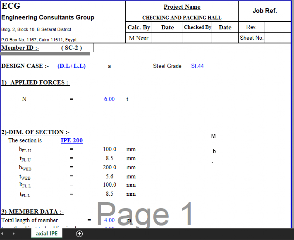 AXIAL IPE - Excel Sheets