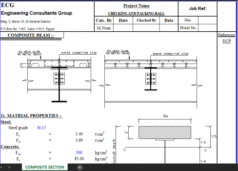 COMPOSITE BEAM - Excel Sheets