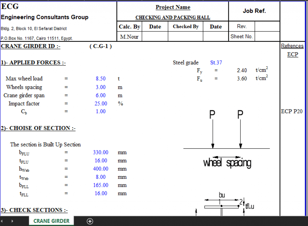 CRANE GIRDER - Excel Sheets