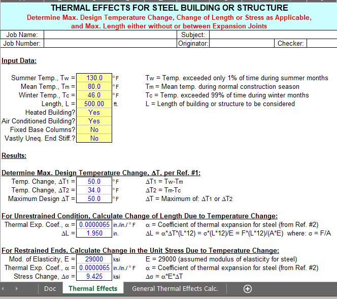 THERMAL EFFECTS FOR STEEL BUILDING OR STRUCTURE