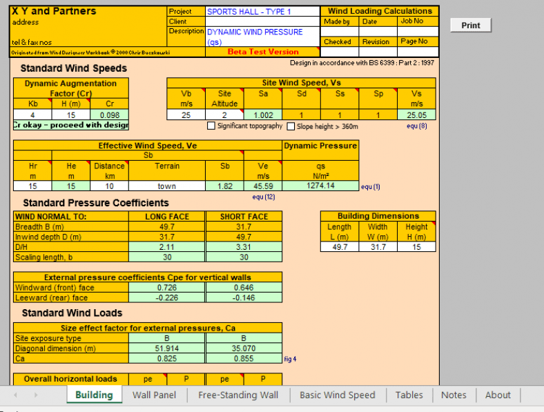 DYNAMIC WIND PRESSURE (qs) - Excel Sheets