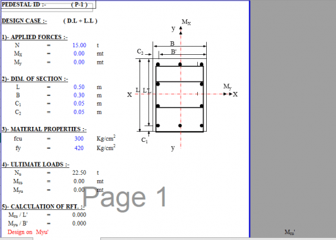 PEDESTAL(Small ecc.) - Excel Sheets