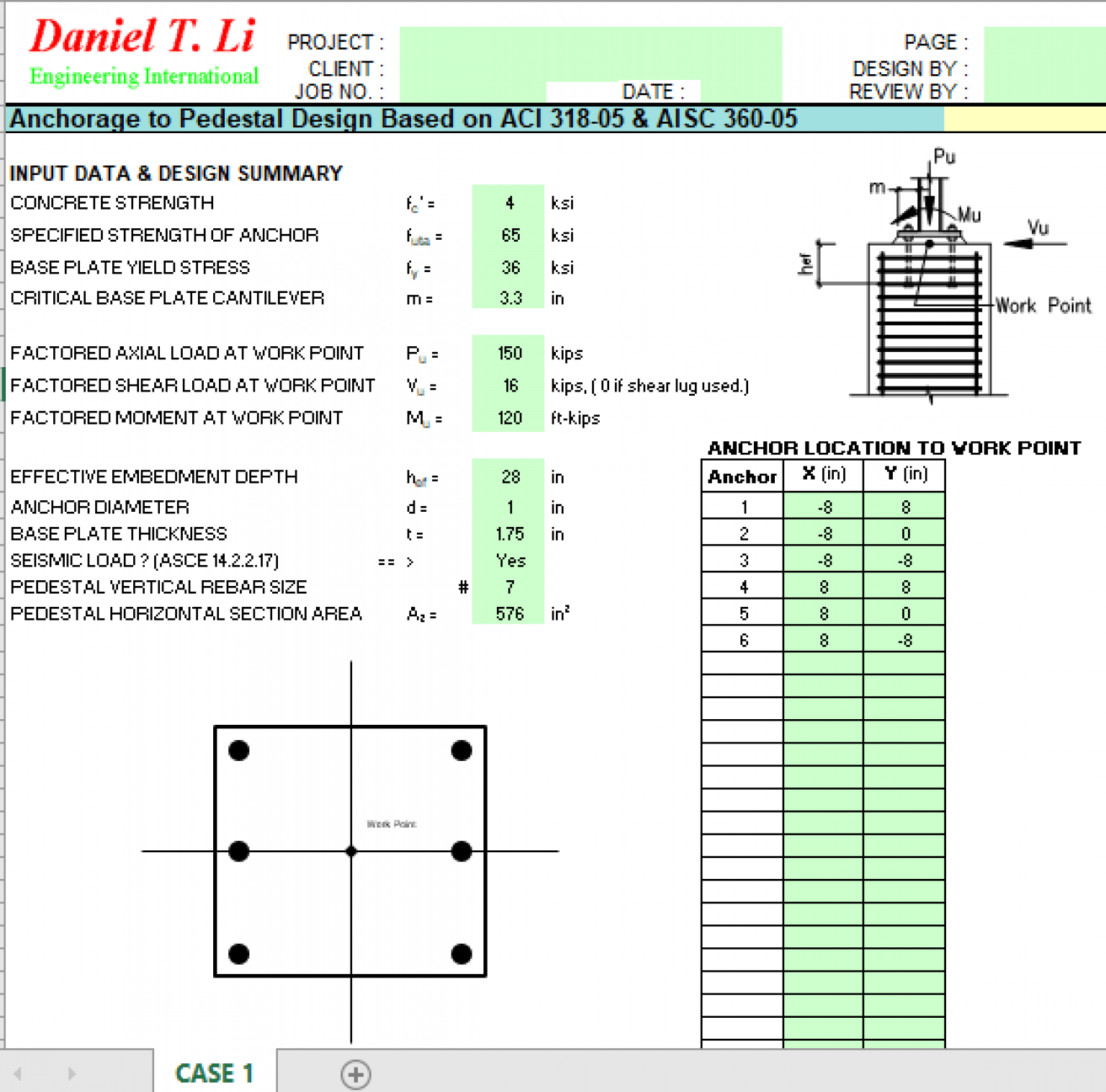 Anchorage To Pedestal Design Based On ACI 318-05 & AISC 360-05 - Excel ...