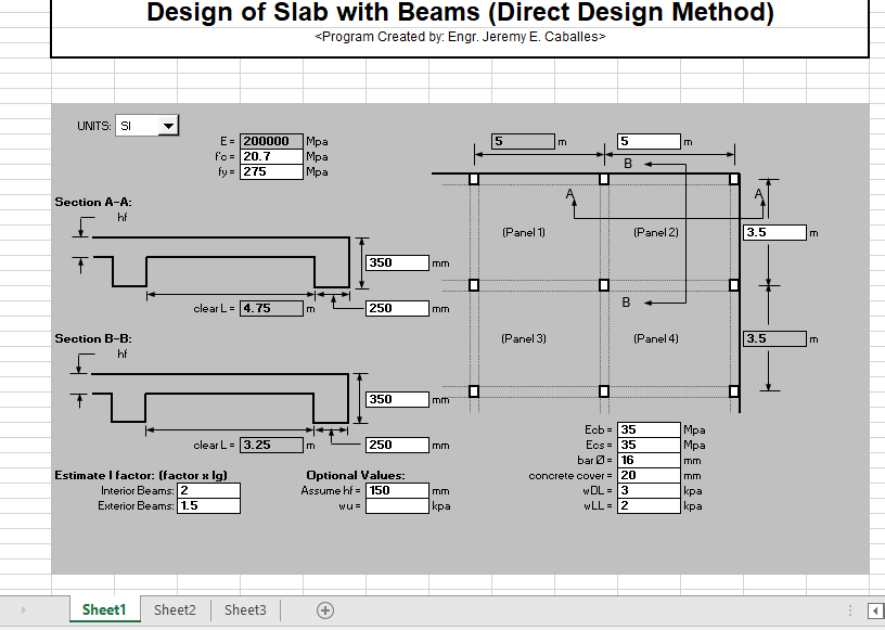 Design of Slab with Beams Direct Design Method