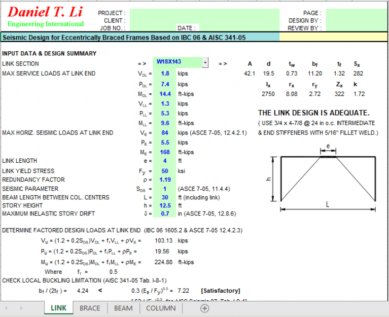 Seismic Design for Eccentrically Braced Frames Based on IBC 06 & AISC ...