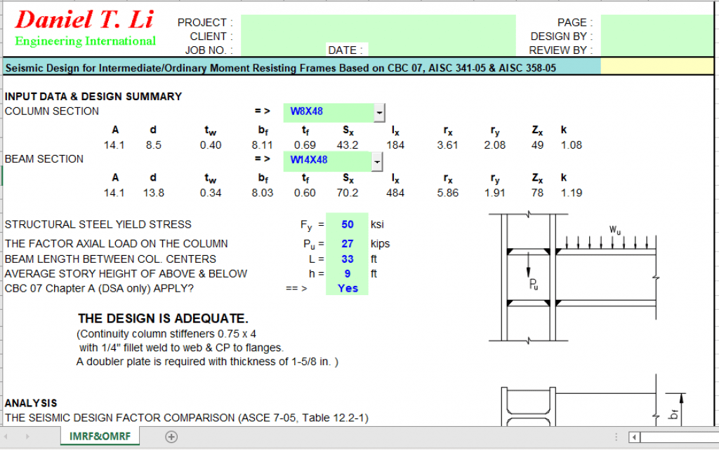 Seismic Design for Intermediate/Ordinary Moment Resisting Frames Based ...