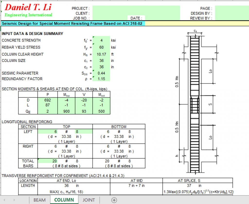 Seismic Design for Special Moment Resisting Frame Based on ACI 318-02 ...