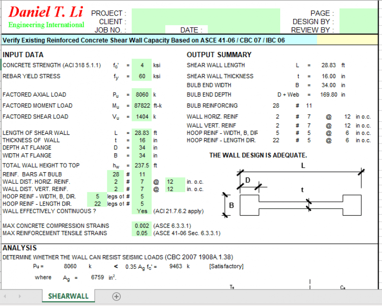 Verify Existing Reinforced Concrete Shear Wall Capacity Based on ASCE ...