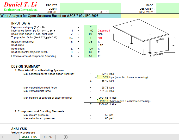 Wind Analysis for Open Structure Based on ASCE 7 05 IBC 2006