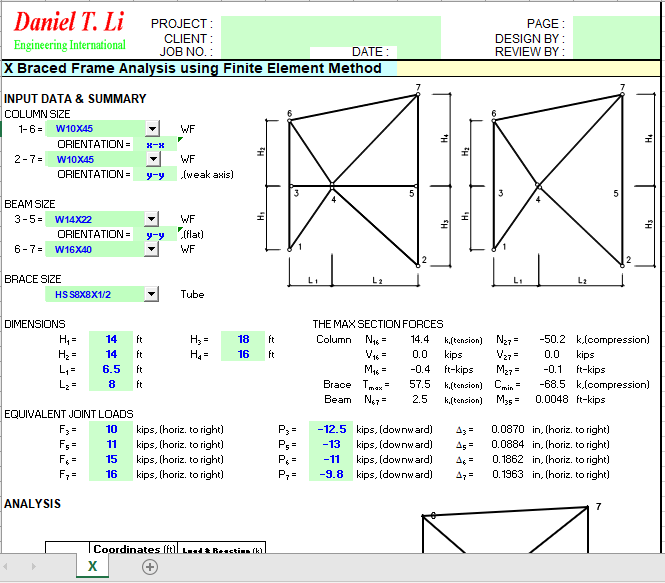 X Braced Frame Analysis using Finite Element Method